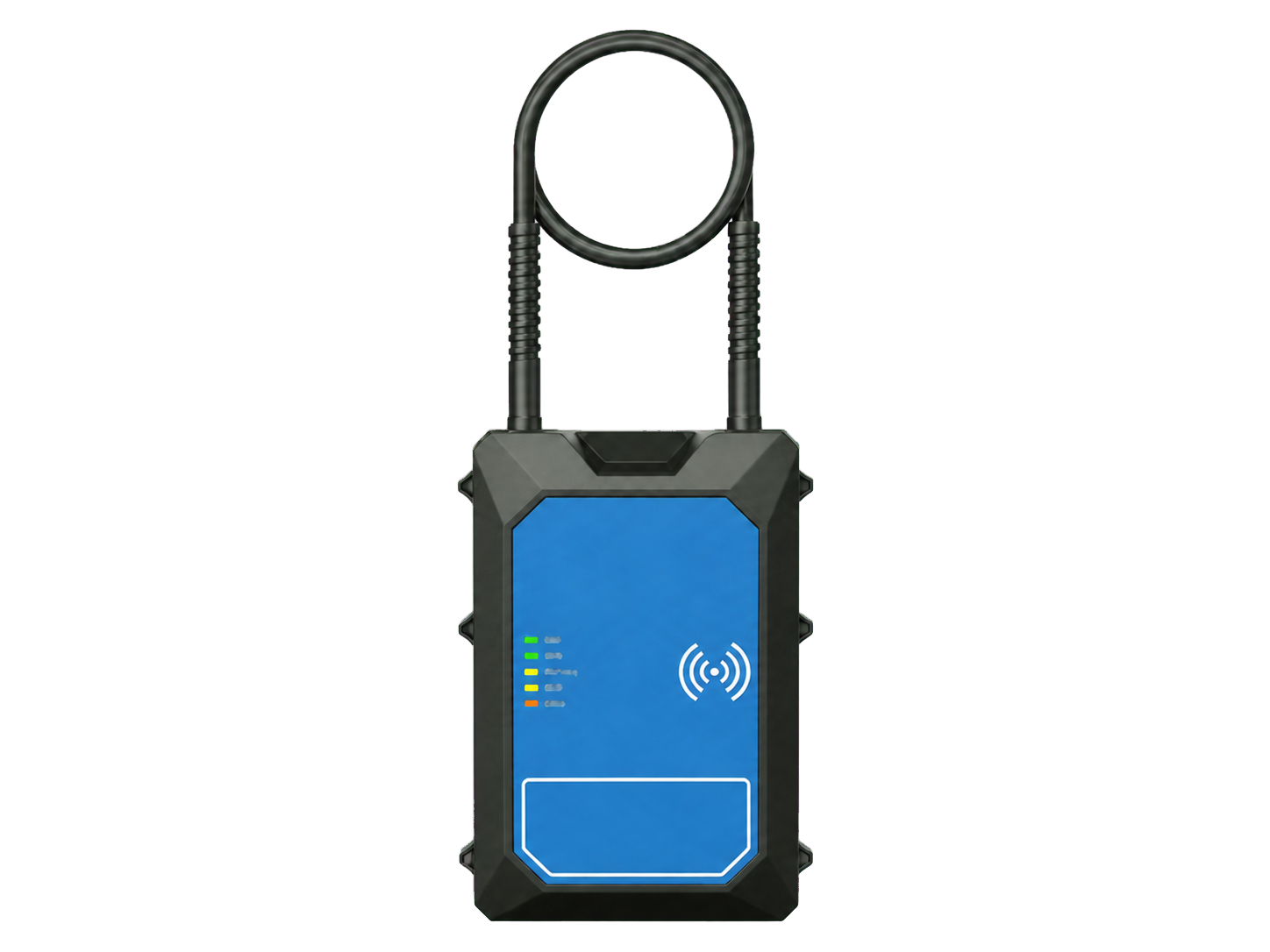 A-1204 rugged black and blue smart cable lock with flexible loop and status lights